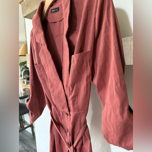 Very J|Burnt orange rust button down midi dress,collar blazer style•••LARGE,Fall - Picture 5 of 11